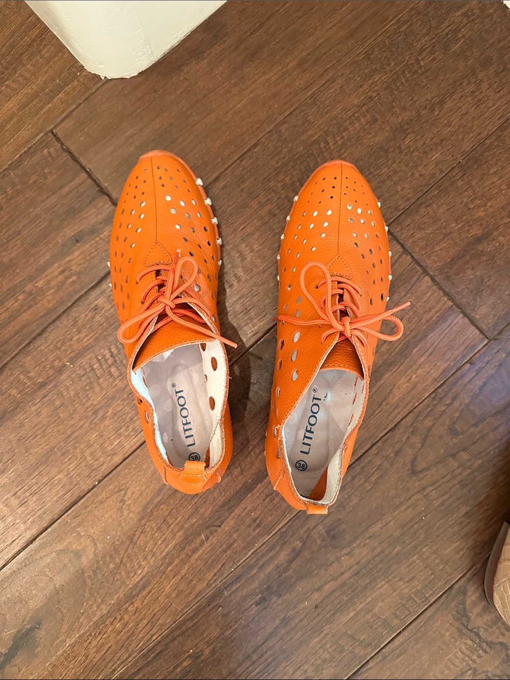 Litefoot Men's Orange Perforated Derby – Lightweight Lace-Up